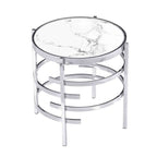 Round End Table with Sintered Stone Top and Metal Frame - 20.7 Inch