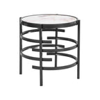 Round End Table with Sintered Stone Top and Metal Frame - 20.7 Inch