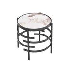 Round End Table with Sintered Stone Top and Metal Frame - 20.7 Inch
