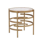 Round End Table with Sintered Stone Top and Metal Frame - 20.7 Inch