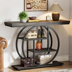 Industrial 4-Tier Sofa Table Entryway Table with Circle Base