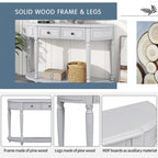 Retro Circular Curved Design Console Table with Open Style Shelf
