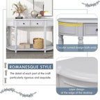 Retro Circular Curved Design Console Table with Open Style Shelf