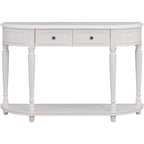 Retro Circular Curved Design Console Table with Open Style Shelf