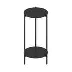 Furinno Besi 2-Tier Modern Tall Round Side End Table with Sturdy Metal Legs, Americano