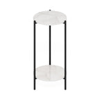 Furinno Besi 2-Tier Modern Tall Round Side End Table with Sturdy Metal Legs, Americano
