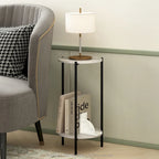 Furinno Besi 2-Tier Modern Tall Round Side End Table with Sturdy Metal Legs, Americano