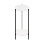 Furinno Besi 2-Tier Modern Tall Round Side End Table with Sturdy Metal Legs, Americano