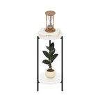 Furinno Besi 2-Tier Modern Tall Round Side End Table with Sturdy Metal Legs, Americano