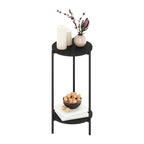 Furinno Besi 2-Tier Modern Tall Round Side End Table with Sturdy Metal Legs, Americano