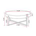 31.29Modern Retro Splicing Round Coffee Table , Fir Wood Table Top with Cross Legs Metal Base