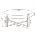 31.29Modern Retro Splicing Round Coffee Table , Fir Wood Table Top with Cross Legs Metal Base