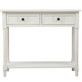 Console Table with 2 Drawers and Bottom Shelf - Solid Pine Wood