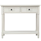 Console Table with 2 Drawers and Bottom Shelf - Solid Pine Wood