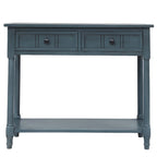 Console Table with 2 Drawers and Bottom Shelf - Solid Pine Wood