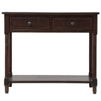 Console Table with 2 Drawers and Bottom Shelf - Solid Pine Wood