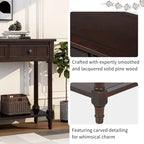 Console Table with 2 Drawers and Bottom Shelf - Solid Pine Wood