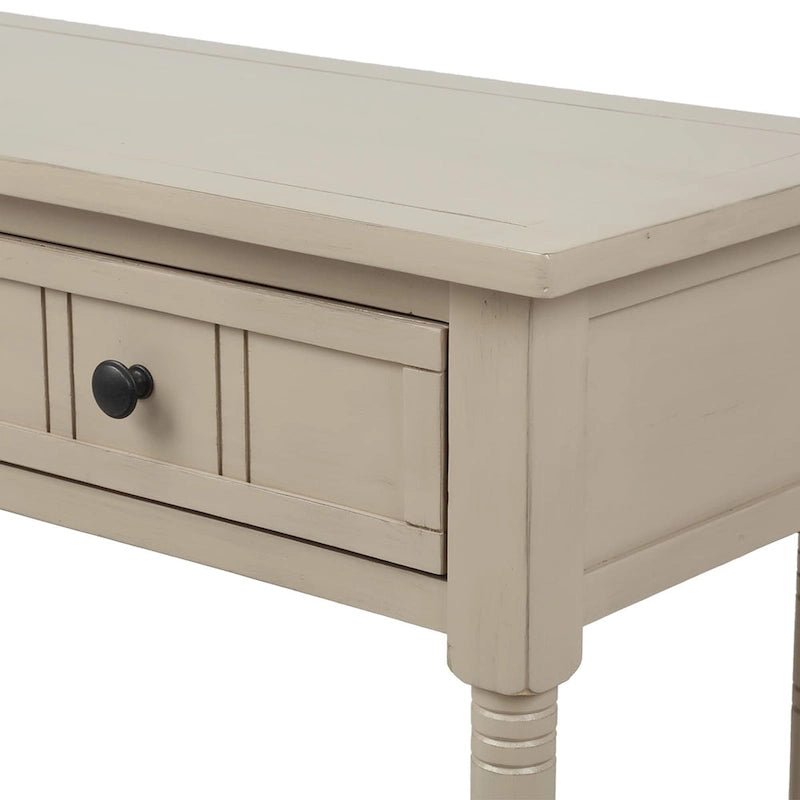 Console Table with 2 Drawers and Bottom Shelf - Solid Pine Wood