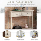 Console Table with 2 Drawers and Bottom Shelf - Solid Pine Wood