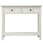 Console Table with 2 Drawers and Bottom Shelf - Solid Pine Wood