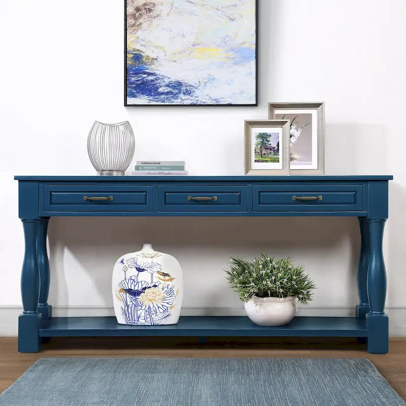 Console en bois de 160 cm de long avec 3 tiroirs