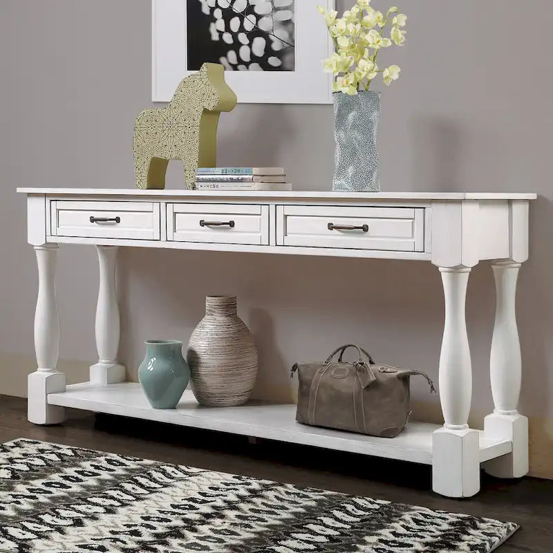 Console en bois de 160 cm de long avec 3 tiroirs