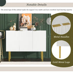 Entryway Sideboard Table Side Table Cabinet with Gold Metal Legs - 47.2L x 16.5W x 36.6H