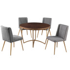 Morden Fort Modern 5-piece Dining Table Set with Classic Round Dining Table Velvet Dining Chair