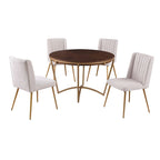 Morden Fort Modern 5-piece Dining Table Set with Classic Round Dining Table Velvet Dining Chair