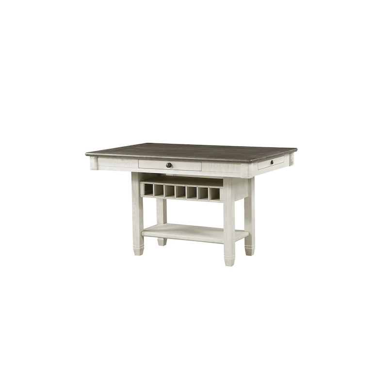 Moreen White Gray Fabric Storage Counter Height Set
