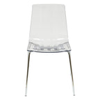Ralph Acrylic Plastic Dining Chair (Set of 2) Chrome Metal Legs Modern Transparent Accent Side Chair for Dining Room & Kitchen