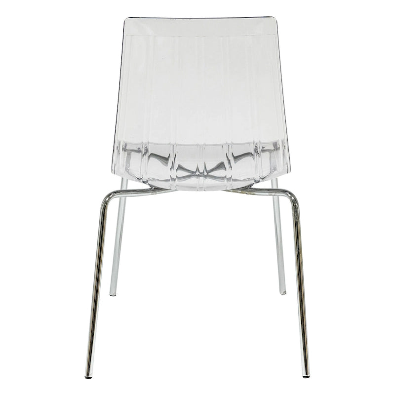 Ralph Acrylic Plastic Dining Chair (Set of 2) Chrome Metal Legs Modern Transparent Accent Side Chair for Dining Room & Kitchen