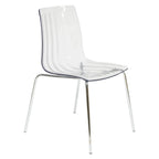 Ralph Acrylic Plastic Dining Chair (Set of 2) Chrome Metal Legs Modern Transparent Accent Side Chair for Dining Room & Kitchen