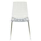 Ralph Acrylic Plastic Dining Chair (Set of 2) Chrome Metal Legs Modern Transparent Accent Side Chair for Dining Room & Kitchen