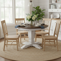 Table à manger ronde sur pied avec rallonge – Bois d'hévéa – 4 à 6 places