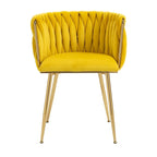 SEYNAR Modern Glam Velvet Dining Side Chair Set of 2 with Gold Metal Frame