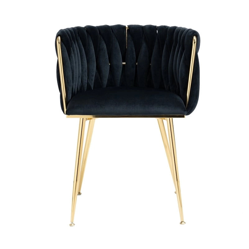 SEYNAR Modern Glam Velvet Dining Side Chair Set of 2 with Gold Metal Frame