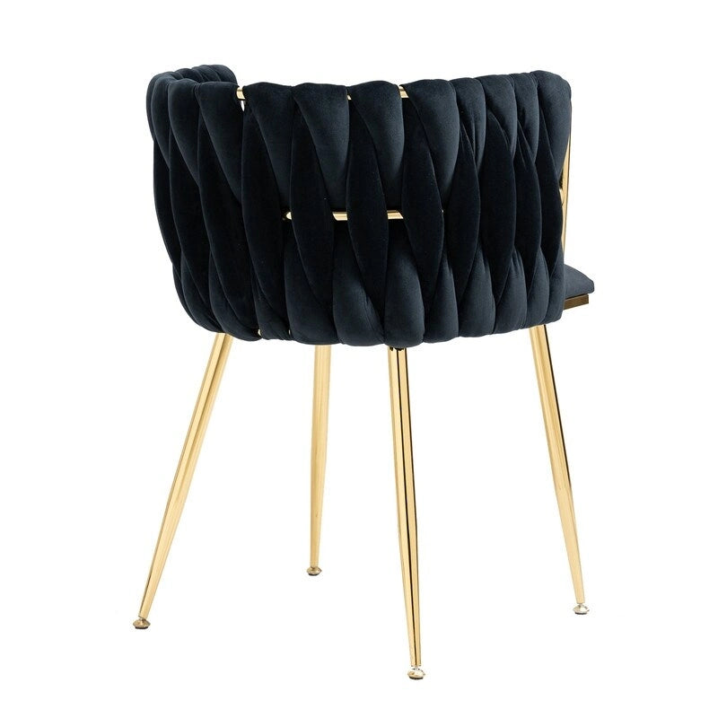 SEYNAR Modern Glam Velvet Dining Side Chair Set of 2 with Gold Metal Frame