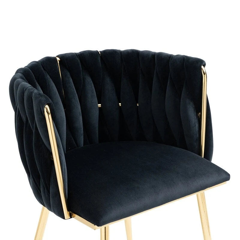 SEYNAR Modern Glam Velvet Dining Side Chair Set of 2 with Gold Metal Frame