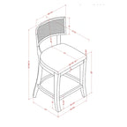 Counter Height Chair with Woven Cane Back - Rubberwood - Beige Seat