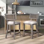 Counter Height Chair with Woven Cane Back - Rubberwood - Beige Seat