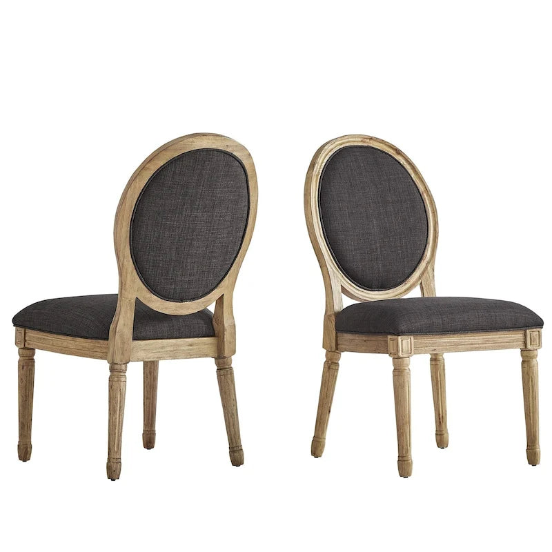 Chaises de salle à manger rondes en lin et bois Deana (lot de 2) par iNSPIRE Q Artisan