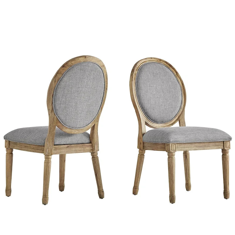 Chaises de salle à manger rondes en lin et bois Deana (lot de 2) par iNSPIRE Q Artisan