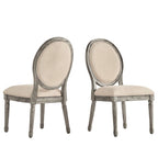 Chaises de salle à manger rondes en lin et bois Deana (lot de 2) par iNSPIRE Q Artisan