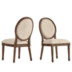 Chaises de salle à manger rondes en lin et bois Deana (lot de 2) par iNSPIRE Q Artisan