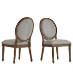 Chaises de salle à manger rondes en lin et bois Deana (lot de 2) par iNSPIRE Q Artisan
