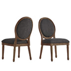 Chaises de salle à manger rondes en lin et bois Deana (lot de 2) par iNSPIRE Q Artisan