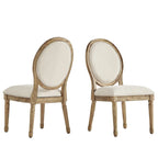 Chaises de salle à manger rondes en lin et bois Deana (lot de 2) par iNSPIRE Q Artisan