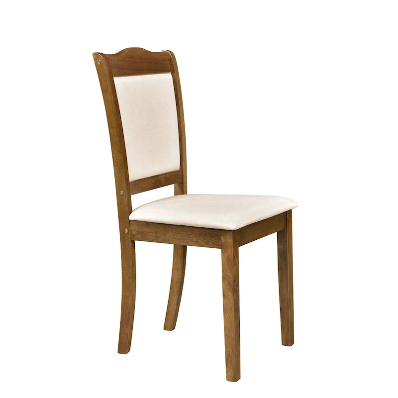 Ensemble de salle à manger 5 pièces en bois de style simple, table rectangulaire et chaises rembourrées pour petits espaces