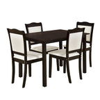 Ensemble de salle à manger 5 pièces en bois de style simple, table rectangulaire et chaises rembourrées pour petits espaces